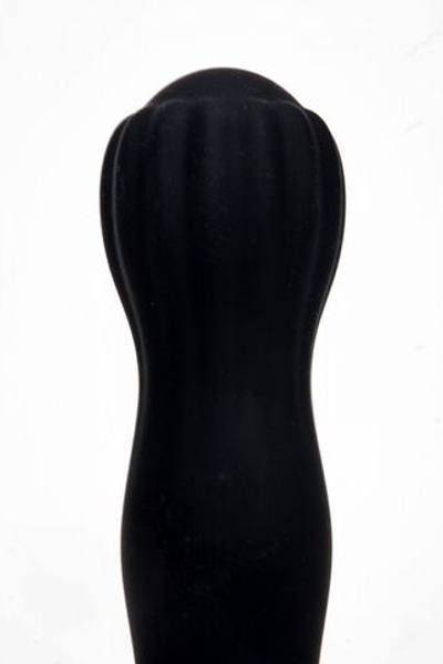 Черный силиконовый вибратор с бутоном-головкой - 18 см. (Цвет: черный)