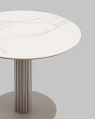 Стол Terano Ø90 см, белая матовая керамика, ножка латте