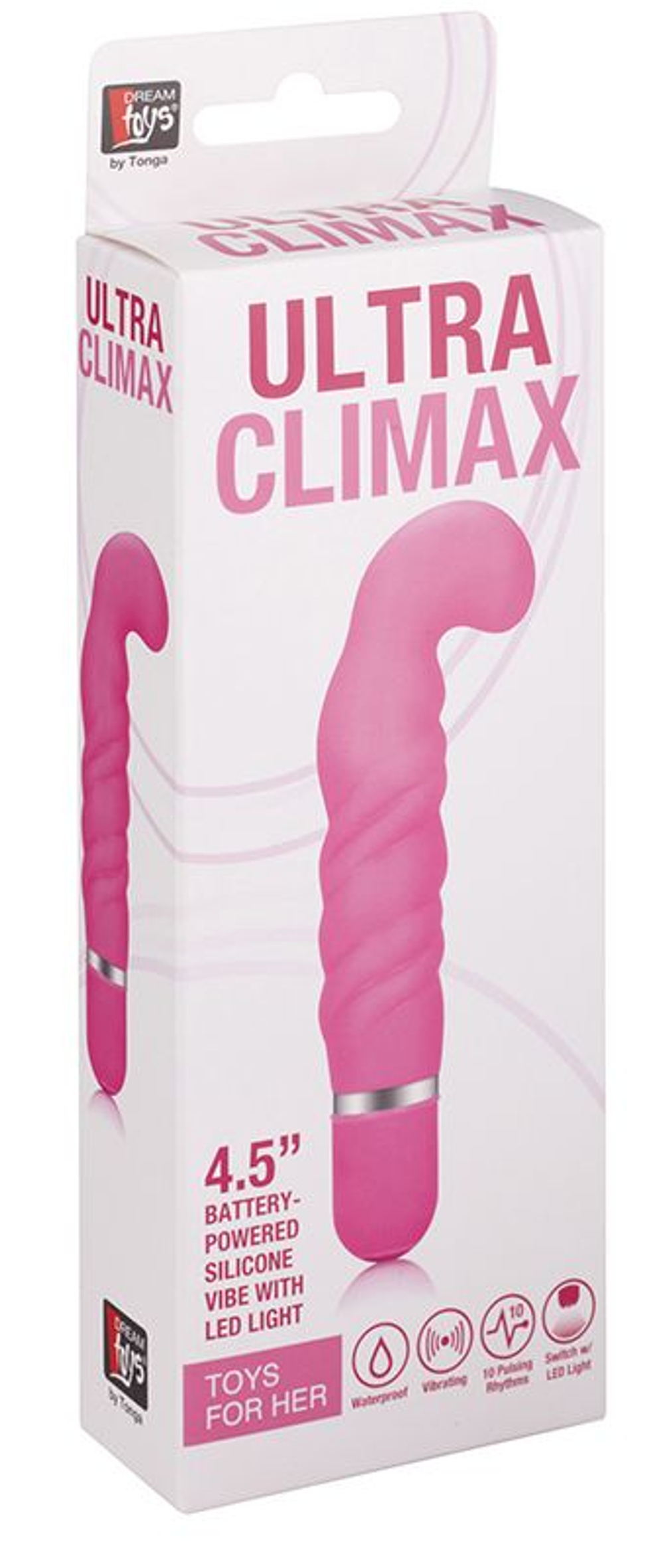 Розовый вибромассажёр с загнутым кончиком NEON ULTRA CLIMAX PINK - 11,4 см. (Цвет: розовый)