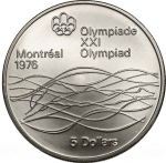 Canada, 5 Dollars 1976 Montreal Olympics Swimming Coin – 1975 Silver Proof
