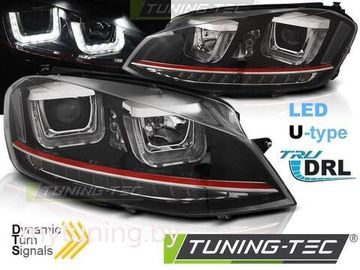 Фары передние U-LED LIGHT DRL BLACK RDD LINE SEQ для VW GOLF 7 11.12-17