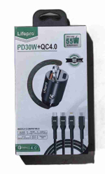 Автомобильное зарядное устройство Lifepro, PD30W+QC4.0 (55W), c кабелем в комплекте (за комплект)