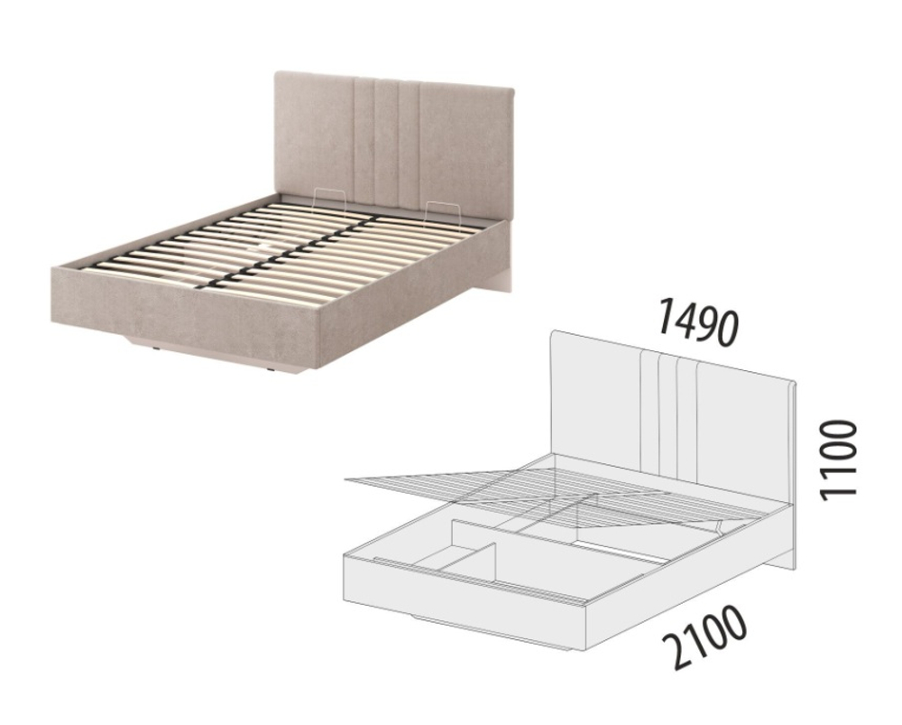 Флоренция-904 (DaVita) 904.31 Кровать двуспальная с подъемным механизмом 1400мм