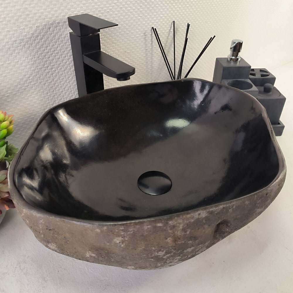 Каменная раковина из речного камня RS-05070 (49*39*15) 0861 из натурального камня