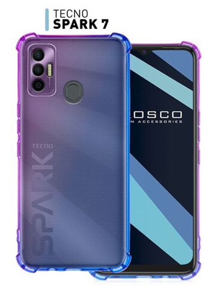 Чехол ROSCO для Tecno Spark 7 оптом (арт. TCN-S7-HARD-TPU-VIOLET-BLUE)