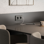 Розетка с заземлением, шторками и USB тип A+C (графит акрил)