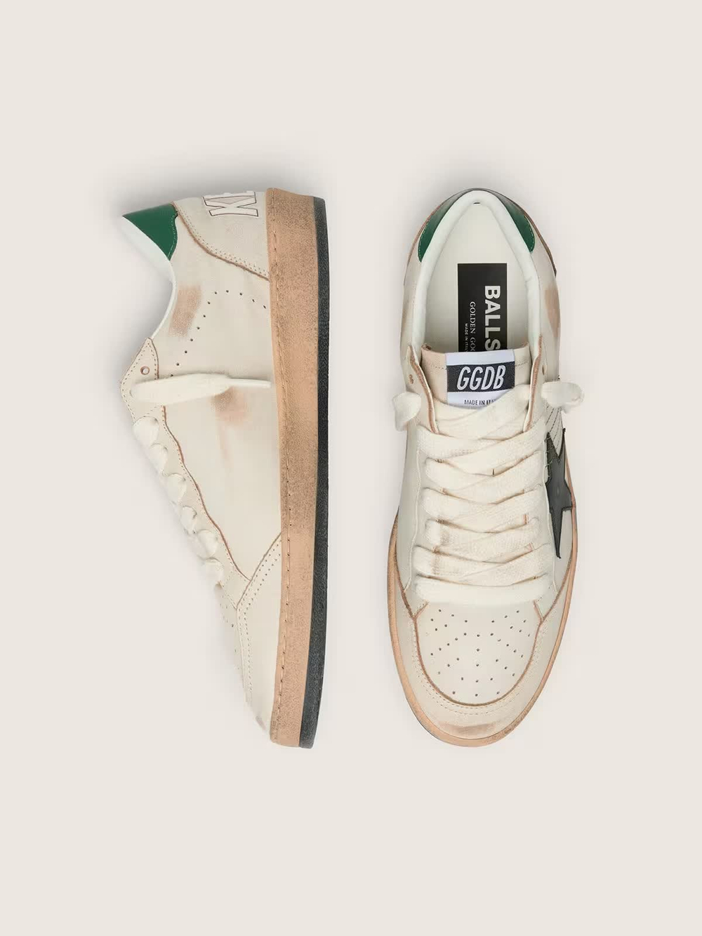 Men's Ball Star with black leather star and green leather heel