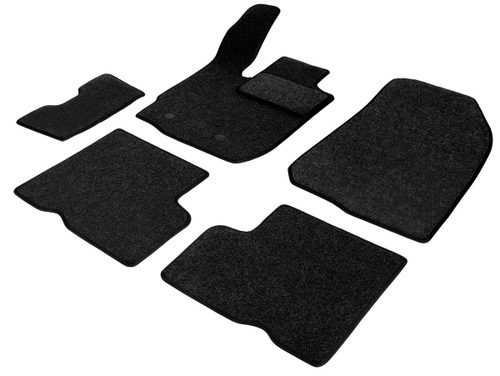 Коврики текстильные в салон автомобиля AutoFlex Business для Nissan Terrano III поколение (передний и полный привод) 2014-2017 2017-н.в./Renault Duster I поколение рестайлинг (передний и полный привод) 2015-2021, графит, с крепежом, 5 частей, 5470101