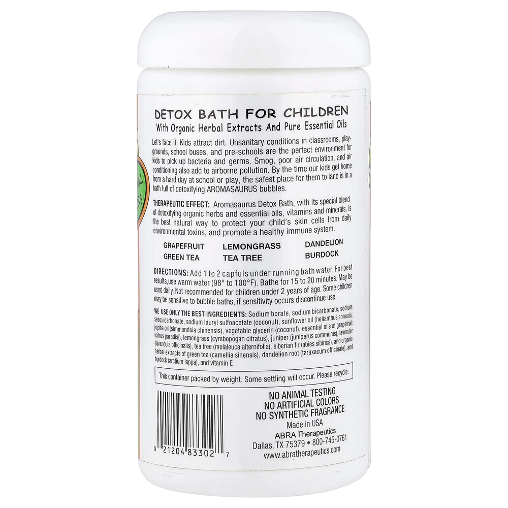Abra Therapeutics, Aromasaurus Detox, ароматерапевтическая пенная ванна для детей, 453 г (16 унций)