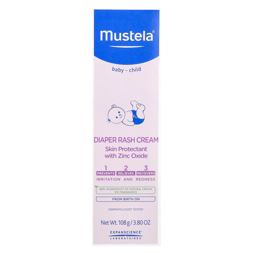 Mustela, Baby-Child, крем от подгузников, без отдушек, 108 г (3,8 унции)