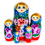 Сувенир Матрешка 180*d85мм 5 кукол сине-красная