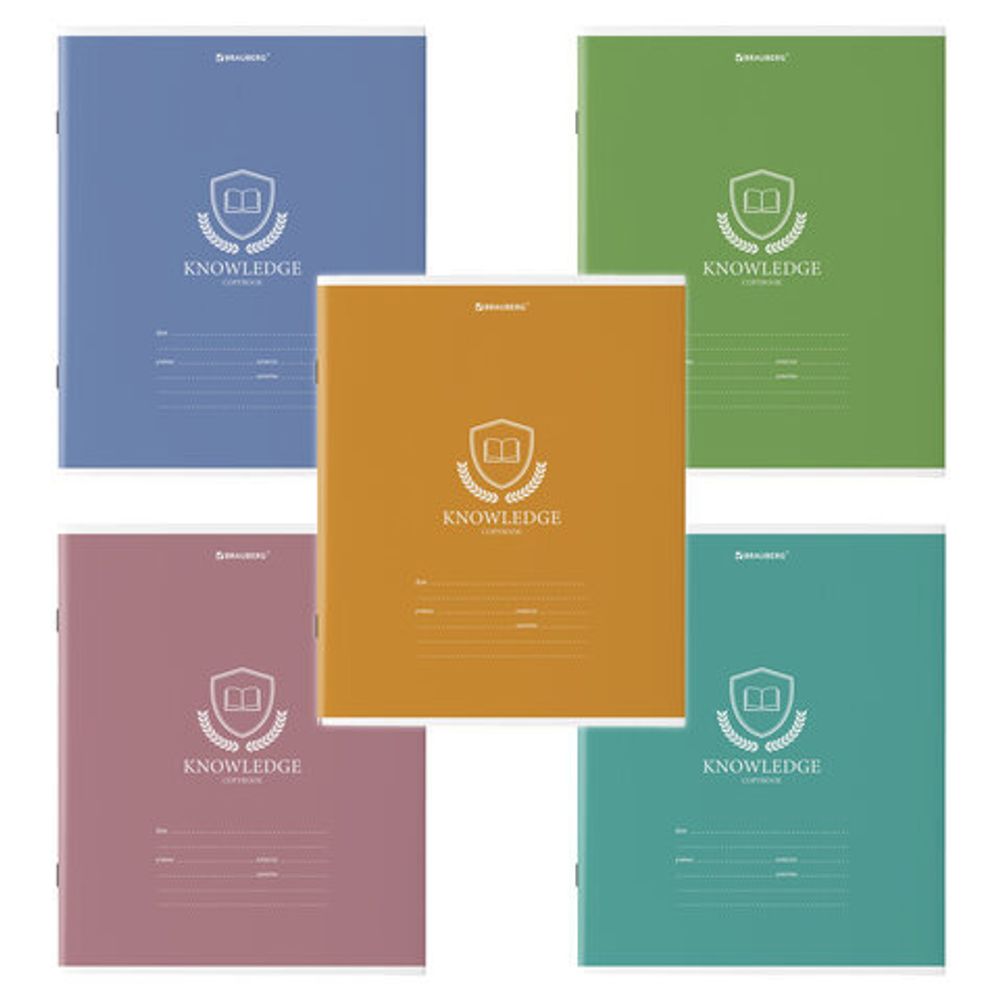 Тетрадь 18 л. BRAUBERG линия, обложка картон, "ОДНОТОННЫЙ С ЭМБЛЕМОЙ", 106483, 5шт