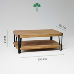 Стол журнальный лофт Флеверс, массив дуба, металл