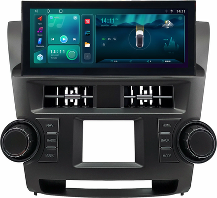 Магнитола для Toyota Highlander 2 (U40) 2007-2013 - Carmedia HP-T1231 монитор 12.5" в стиле LEXUS на Android 12, TS10, CarPlay, 4G SIM-слот