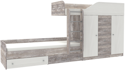 Двухъярусная кровать КарИВи Астра 6 Бетон Белое Дерево