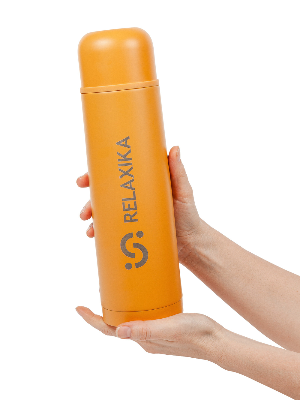 Термос Relaxika 101 (1 литр), желтый (стикерпак "Морской")