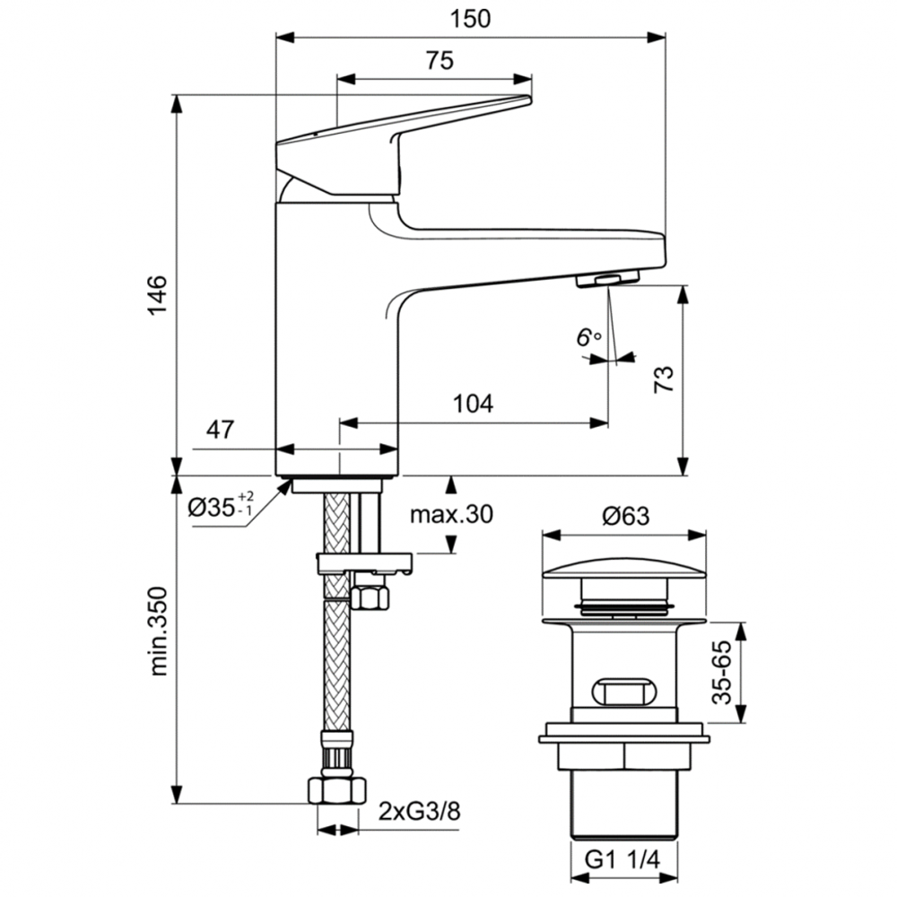 Смеситель для раковины Ideal Standard CERAPLAN BD216AA