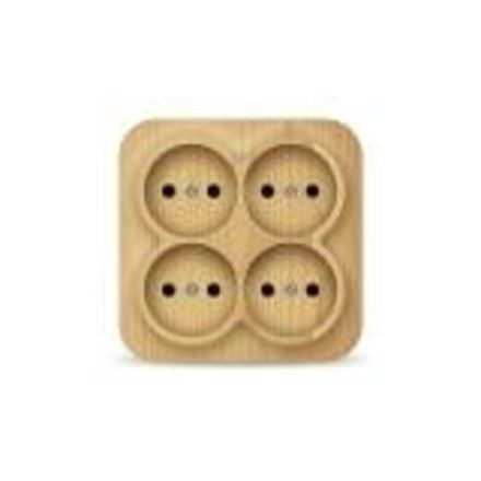 Розетка четырехместная квадратная серия "IONICH", б/з, о/у, 16А, 220В, "сосна" (еврослот) (HU1923)
