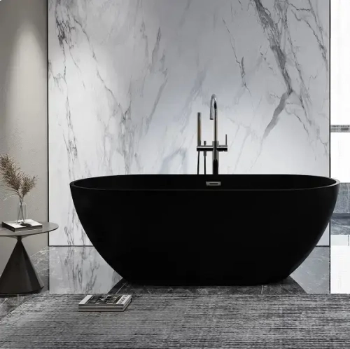 Ванна d'ISEO MB акриловая (1700x750x560) отдельностоящая, черная матовая, со сливом-переливом Ceruttispa