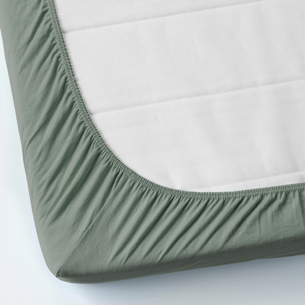 Простыня на резинке IKEA VARVIAL (ВОРВИАЛ), Хаки, 80х200 см