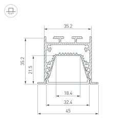 Профиль LINIA45-F-TRAY-2000 BLACK (Arlight, Алюминий) 062191