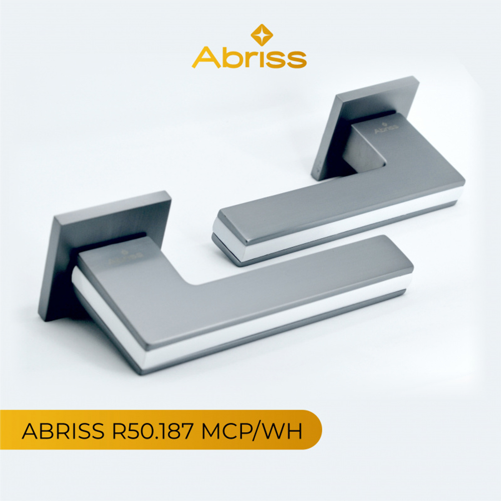 Ручка цинковая на тонком квадратном основании ABRISS R50.187 MCP/WH (Матовый хром/Белая вставка)