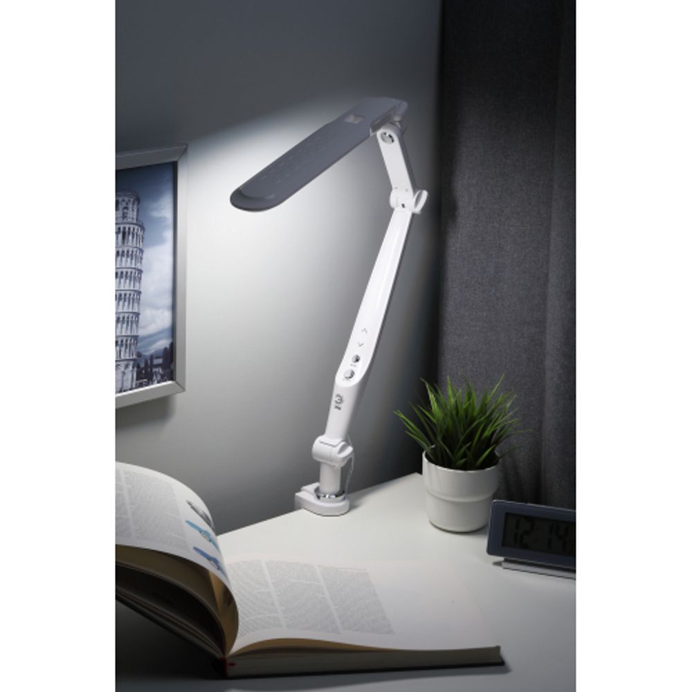 Настольный светильник ЭРА NLED-496-12W-W светодиодный на струбцине белый