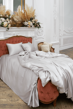 Постельное белье 2 спальное евро German Grass Silk Bliss Silvery Grey Grass