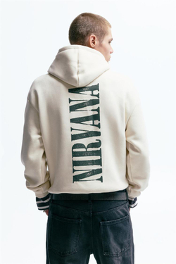 PULL&BEAR Толстовка с капюшоном Nirvana, белый