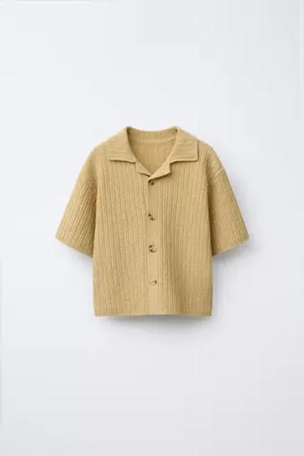 ZARA ТРИКОТАЖНАЯ РУБАШКА, ОХРА