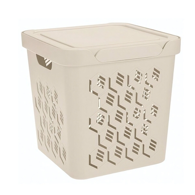 Ящик с крышкой универсальный "deluxe", 286х286х286 мм, 18л (бежевый)