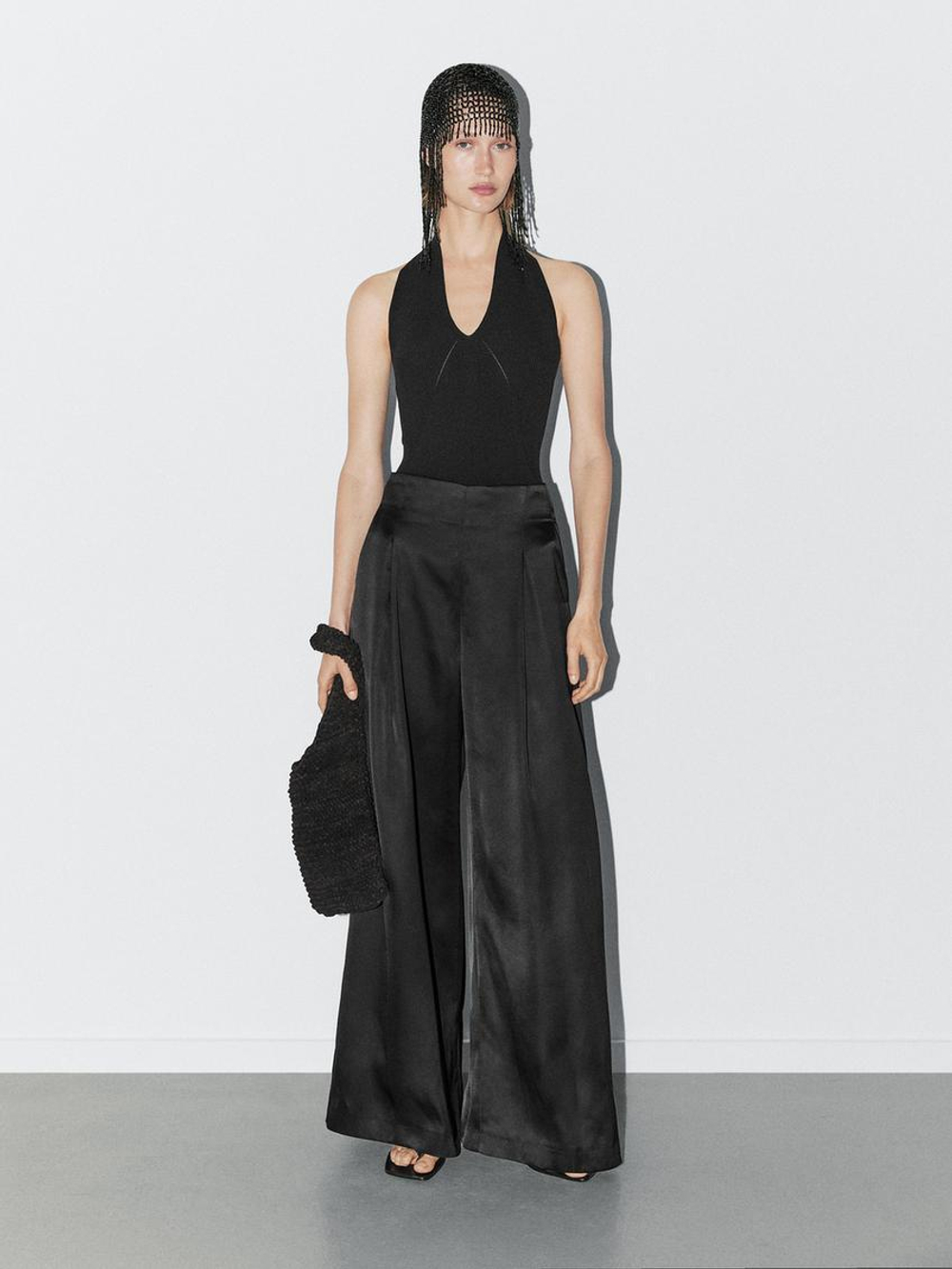 Massimo Dutti Трикотажное боди с V-образным вырезом - Studio, черный