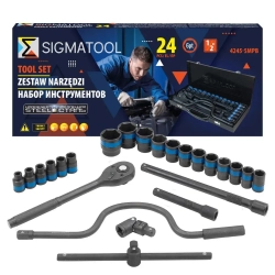 Набор инструментов 24пр. 6гр 1/2''(8-32мм) в металл.кейсе SIGMATOOL Sigmatool-4245-5MPB