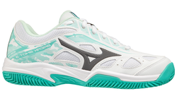 Женские Кроссовки теннисные Mizuno Breakshot 3 CC - white/iron gate/turquoise