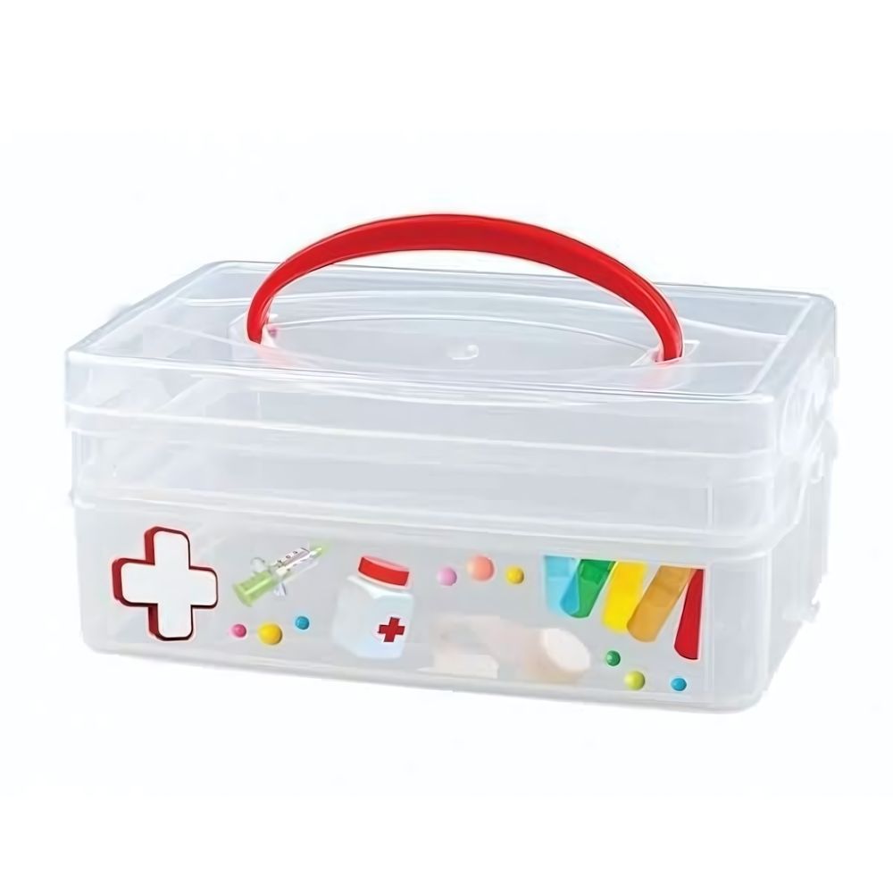 Коробка универсальная с ручкой и декором &quot;multi box&quot; 2 секции, 245х160х105 мм, (1л+2л) (бесцветный)