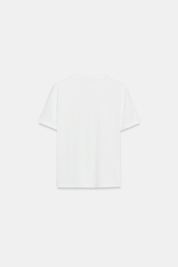ZARA ФУТБОЛКА С МЕТАЛЛИЧЕСКОЙ ОТДЕЛКОЙ, БЕЛЫЙ