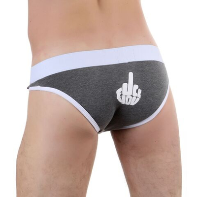 Серые меланжевые трусы-слипы с провокационной надписью сзади (Размер: M) (Цвет: серый)