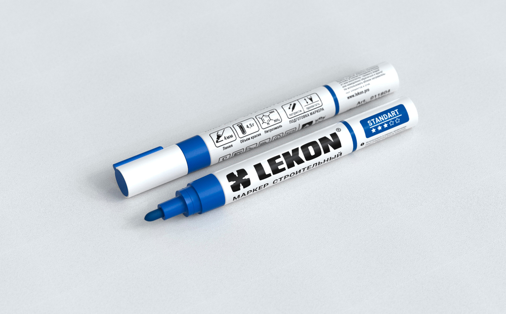 Маркер с нитроэмалью 4мм Синий LEKON Standart 011604