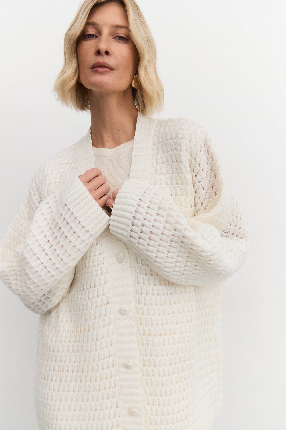 Кардиган ажурный с мохером и пайетками