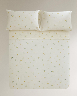Пододеяльник Zara Home, лён 55%, хлопок 45%, с цветочным принтом, 7116/088