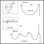 4391/40CL HIGHTECH ODL24 263 черный/металл/канат Потолочный св-к встраиваемый (2 крепления и крючок в комплекте) IP20 LED 40W 1580Лм 4000K CORDA