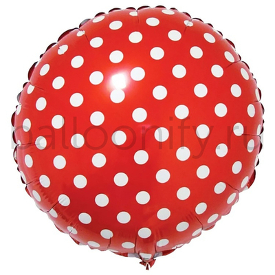 Фольгированная фигура, круг, Горошек на красном/FM,18"/46СМ