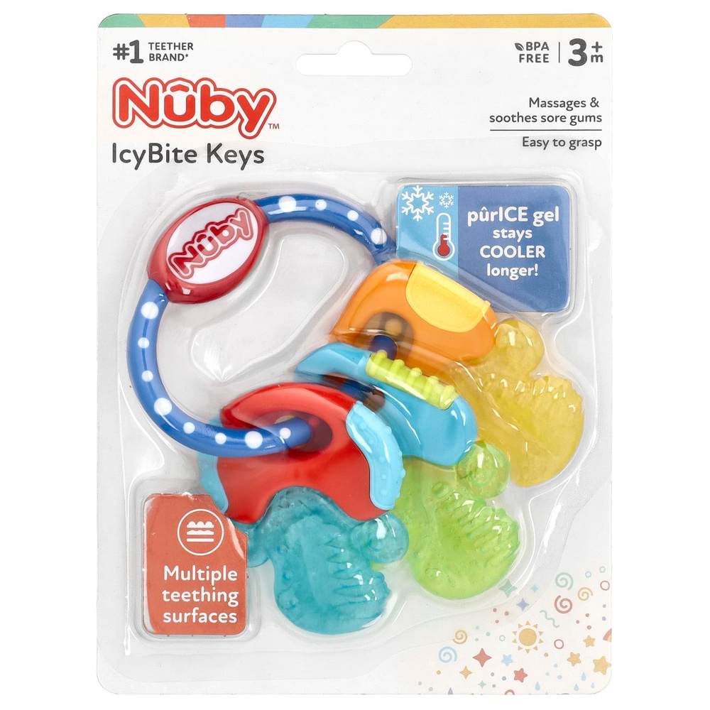 Nuby, Ключи IcyBite, для детей от 3 месяцев, синие, 1 штука