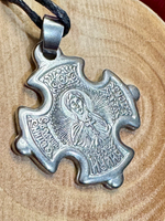 Святая Юлия (Иулия) Нательная икона в форме креста с серебрением