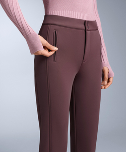OYSHO Водонепроницаемые эластичные брюки-клеш SKI, темно-винный