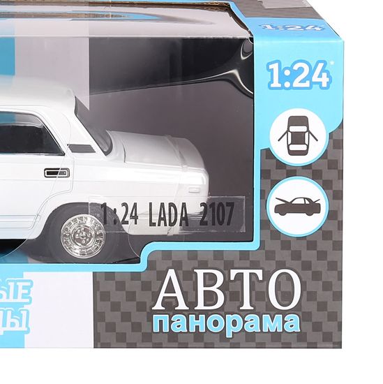 Модель машины ТМ АВТОПАНОРАМА 1/24 ВАЗ 2107, белый (свет, звук) JB1200157