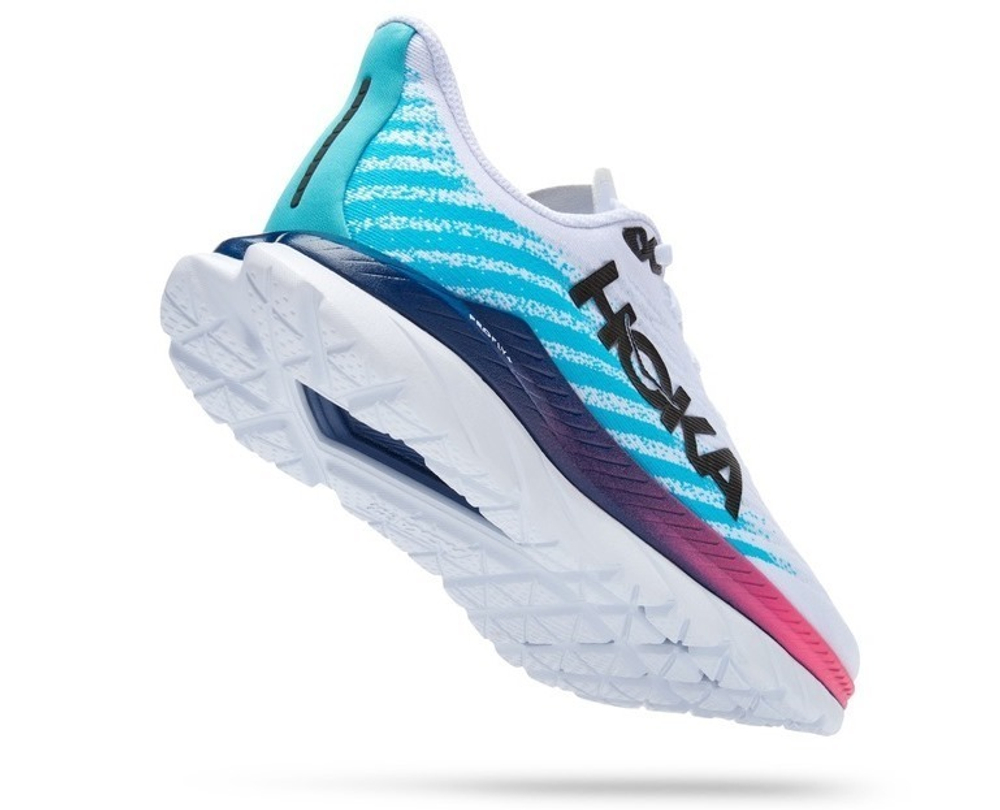 Кроссовки HOKA MACH 5 White Scuba Blue арт. 1127893WSBB, белый, муж.