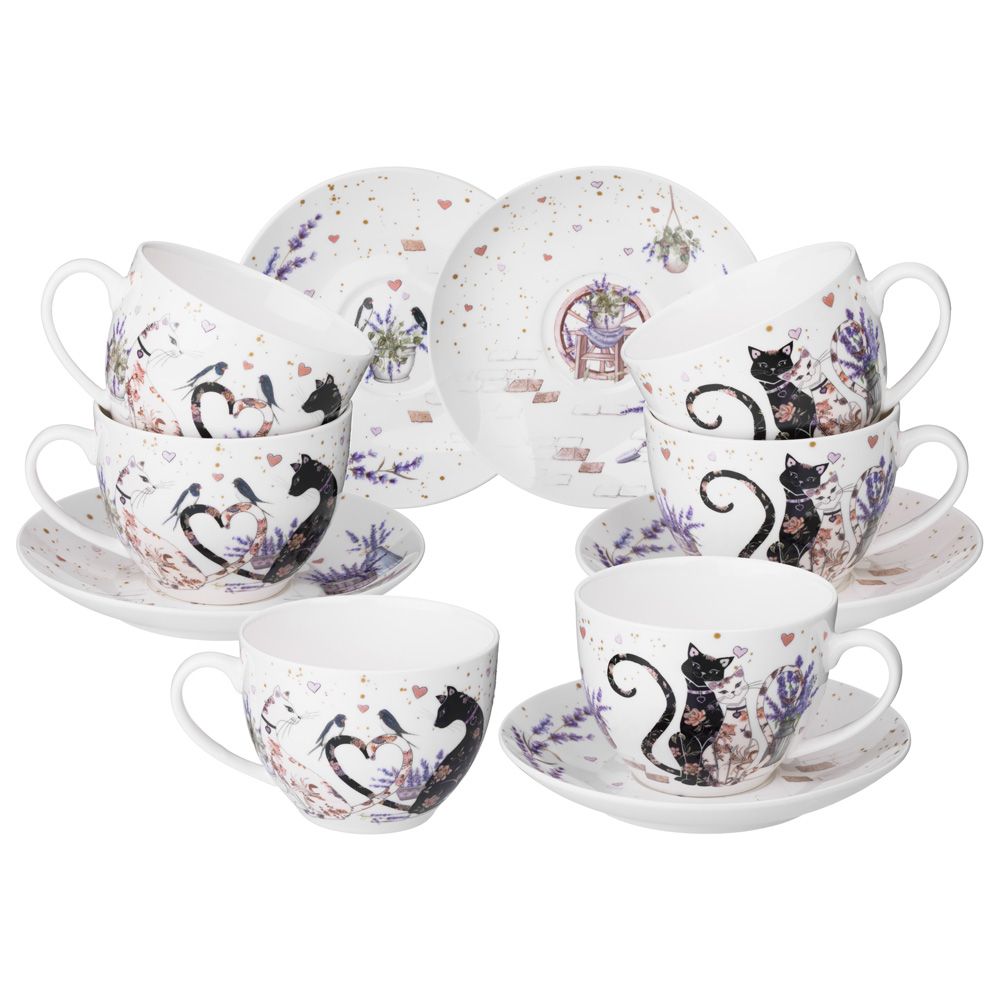 ЧАЙНЫЙ НАБОР LEFARD "ЛАВАНДОВЫЕ КОТЫ" НА 6 ПЕР. 12 ПР. 275 МЛ (КОР=4НАБ.)