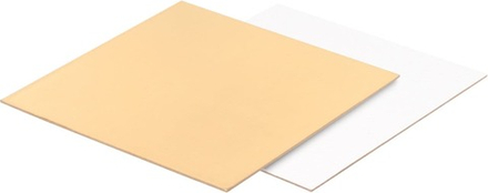 Подложка для торта квадратная белая/золотая  1,5 мм 15х15 см