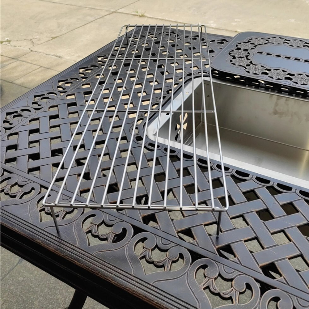 Стол Teide 150 из литого алюминия с жаровней, античная бронза